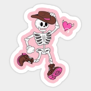 Western Skeleton Cowboy Valentines Day Halloween Outfit Sticker